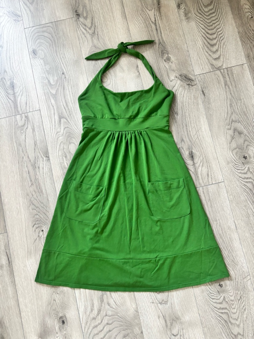 Susana Monaco Small Y2K Green Halter Mini Dress w/ Pockets